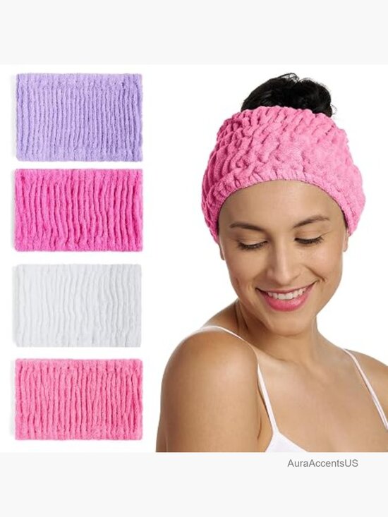 Extra-Wide Cotton Headbands 4-Pack - Spa Towel, Comfort Fit main image 4